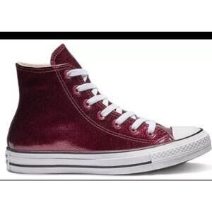 Converse All Star Chuck Taylor Hi Top Shoes Red Glitter 7 Sparkle Burgundy Dark